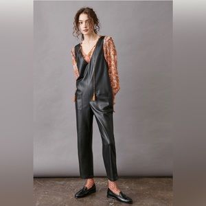 Anthropologie Faux Leather Jumpsuit